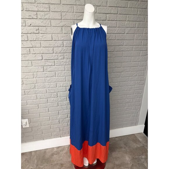 ASOS Women Spaghetti Strap Color Block Maxi Dress Size 16 - Picture 3 of 11